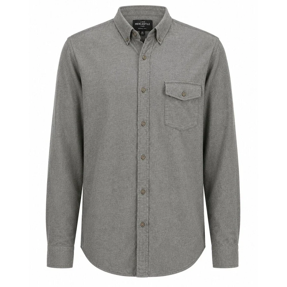 J. Crew Brushed Twill Men's Long Sleeve Button Shirt Size XL Gray
